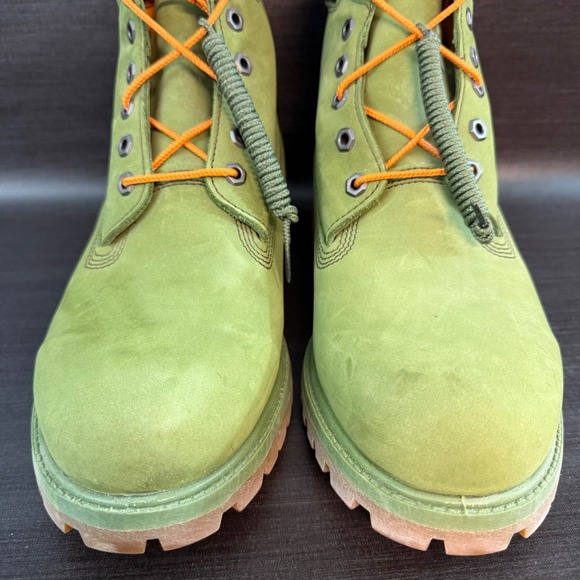 Timberland 6 Inch Premium Waterproof Boots Mens 11.5 Olive Green Leather Shoes - Picture 4 of 13